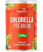 Bigens Chlorella Premium, Pó de Microalgas 100% Puro, 5000mg, Vegano, Sem Glúten, 150g, Suplemento Alimentar