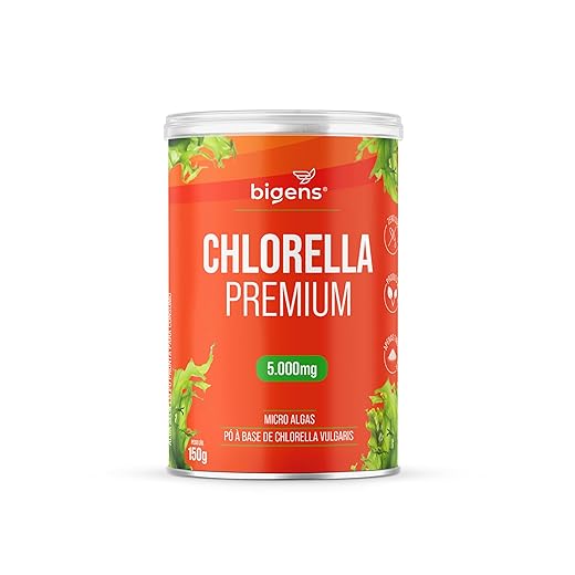 Chlorella Premium, Bigens, Pó de Microalgas 100% Puro, 5000mg, Vegano, Sem Glúten, 150g