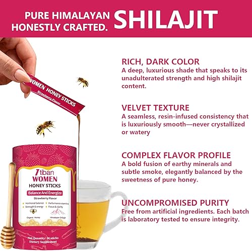 Miniatura 6 de Palitos de miel Shilajit  75% + ácido fúlvico, 85+ oligominerales  Energía natural e inmunidad  Fácil de usar una sola fresa 30 paquetes
