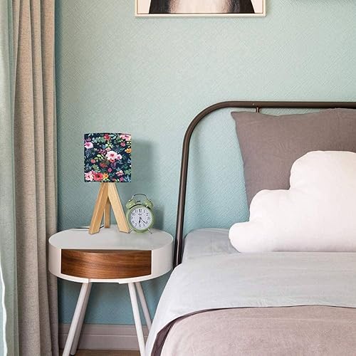 Miniatura 3 de OEPWQIWEPZ Trípode lámpara de mesa de mesita de noche acuarela floral sin costuras para diseño de flores, primavera, textura textil, lámpara de