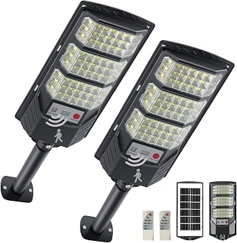 YACAISI Solar Street Lights Outdoor, 8500K Solar Outside Light, LED Dusk to Dawn Flood Waterproof Lighting with Motion Sensor and Remote Control, Security Lights for Parking Yard Path [Energy Class G]