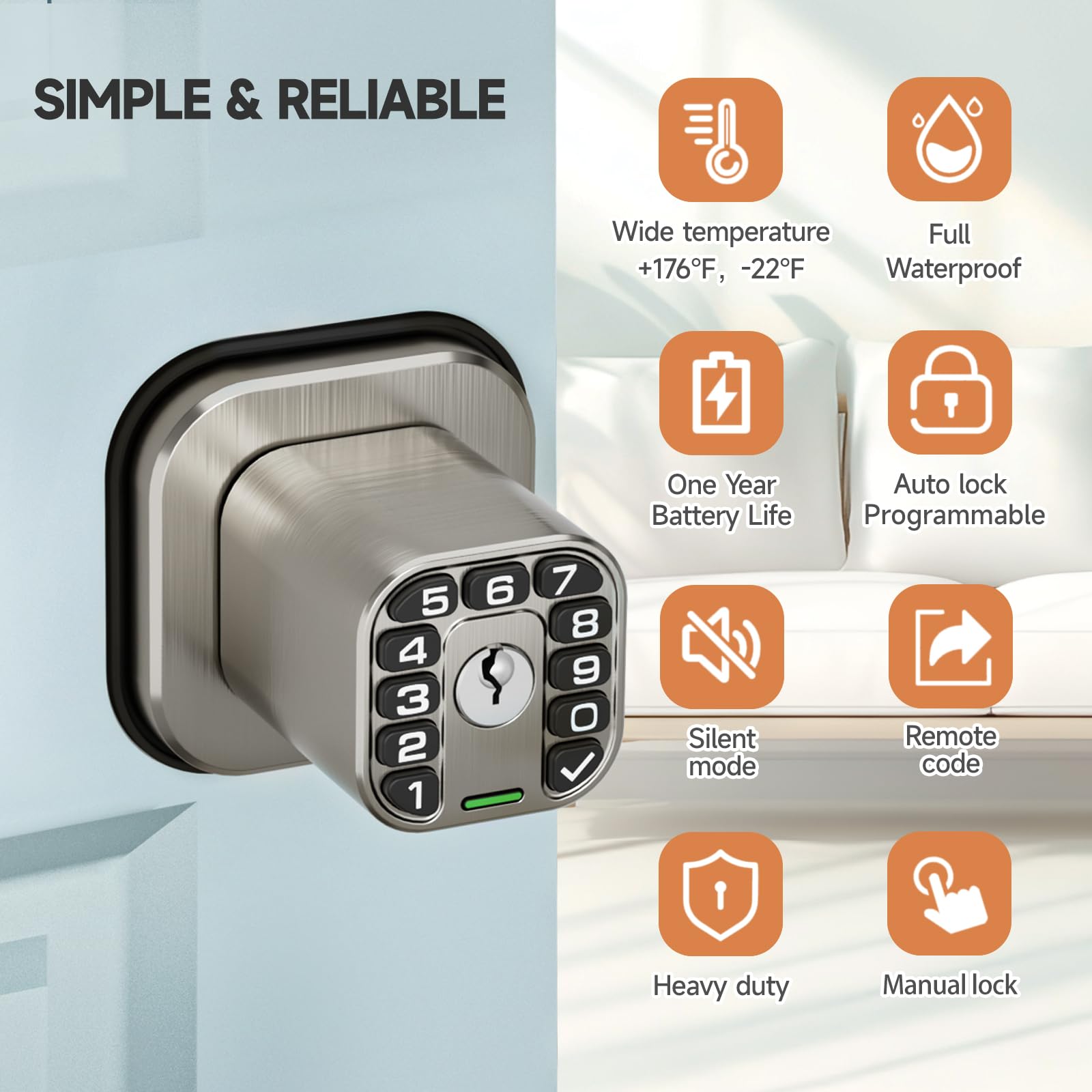 Keypad Door Lock - Waterproof & Auto Lock -3
