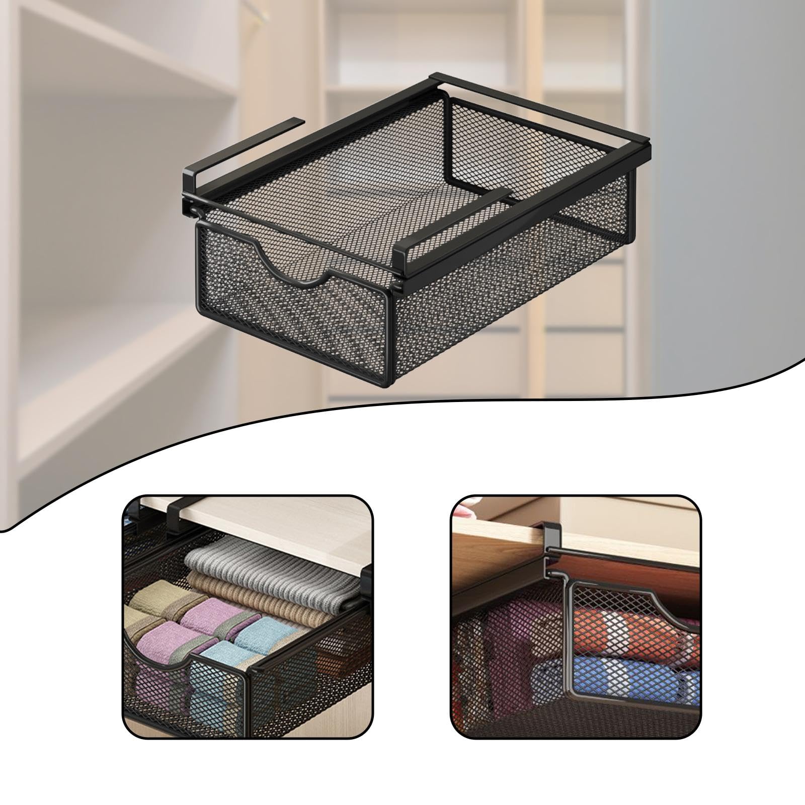 LOVIVER Organizer per Biancheria Calzini Sotto Il Ripiano, Cestelli Sottomensola per Snack, Biscotti, Organizer per Cassetti per Partizioni Con Spessore Inferiore a 2,2 Cm, 31 Cm X 22 Cm X 9 Cm