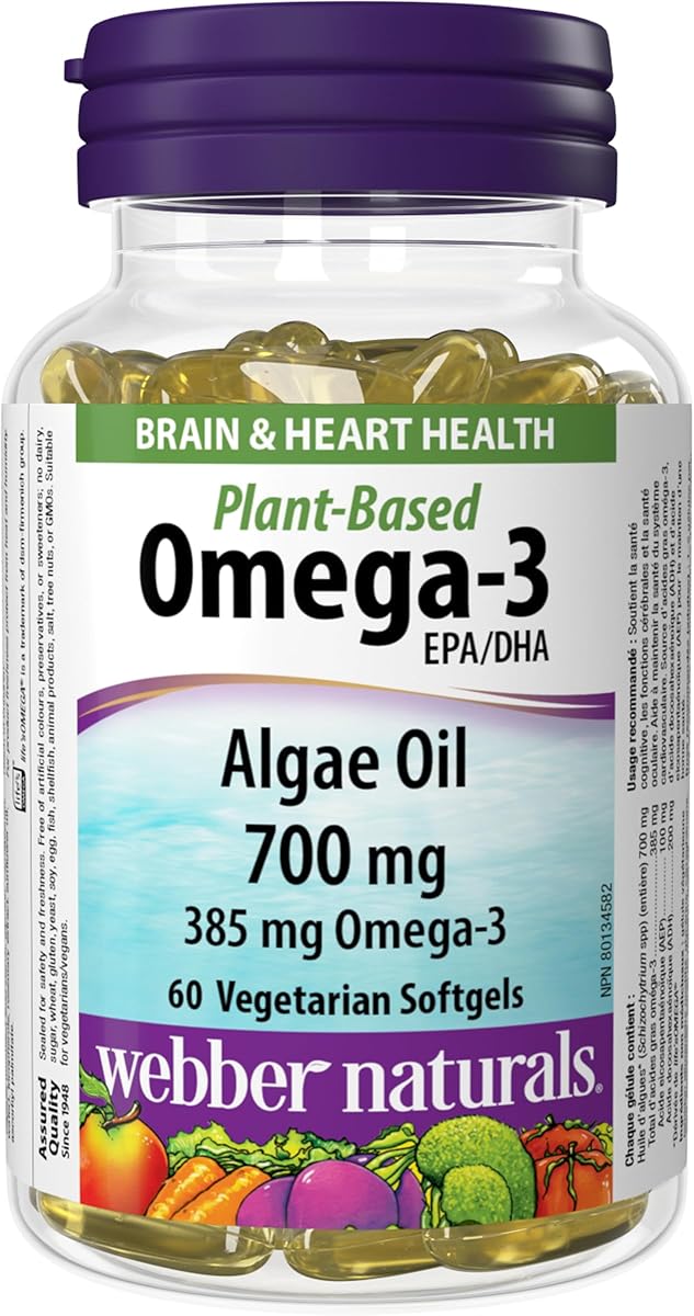 Webber Naturals Webber Naturals Plant-Based Omega-3, 60 Softgels, Fish-Free Source of Omega-3, From Sustainably Cultivated Algae, Vegan