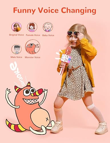 Miniatura 75 de Amazmic - Micrófono de karaoke para niñas, juguete con luces para niñas pequeñas, regalo de cumpleaños para niñas y niños de 3 a 8 años, color lila