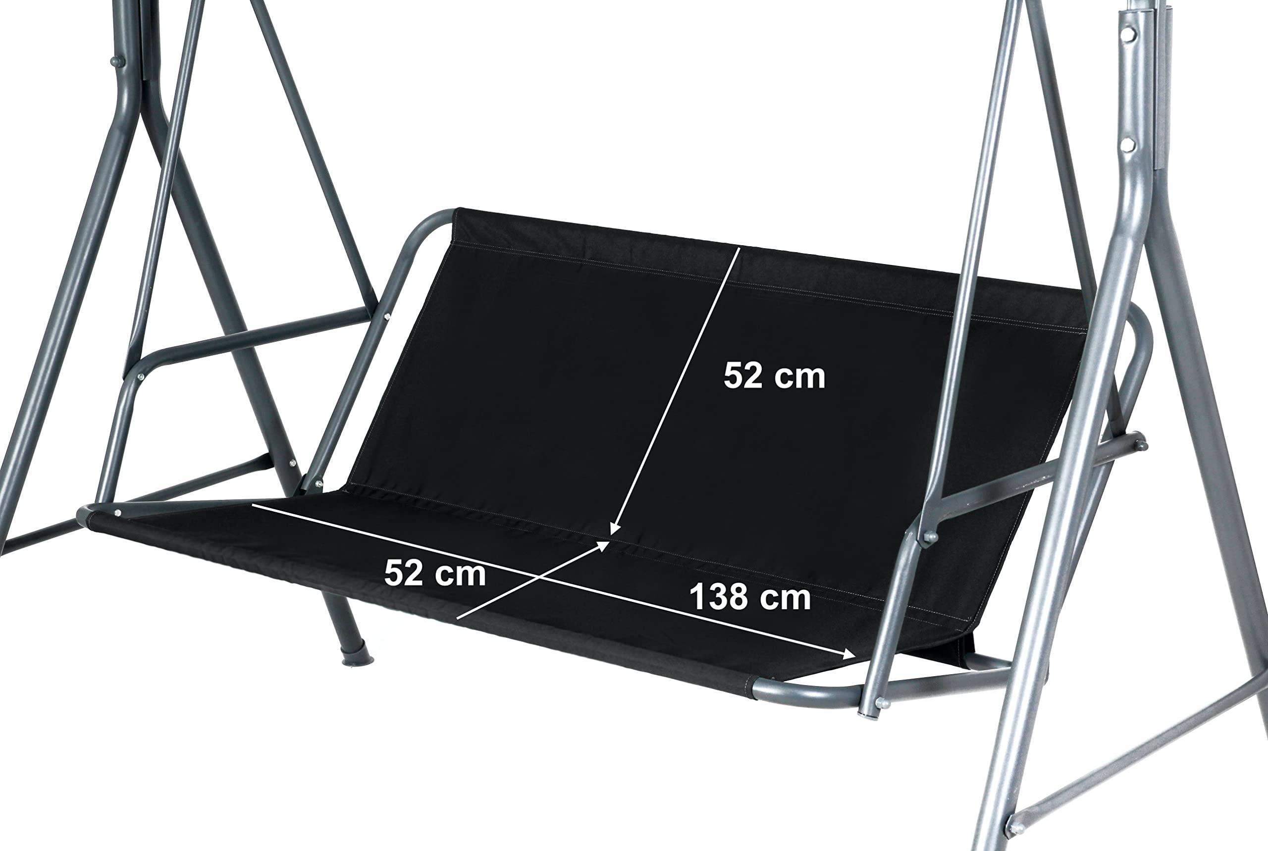 PETELA Black Garden Swing Seat Cover Hammock Chair Garden Furniture Swing Chair (138cmx52cmx52cm)