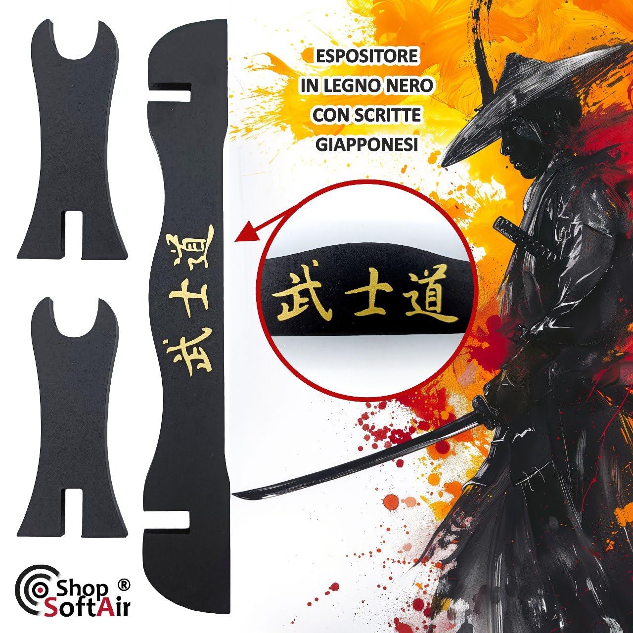 Supporto Piedistallo Espositore in Legno Katana 1 Posto Tavolo
