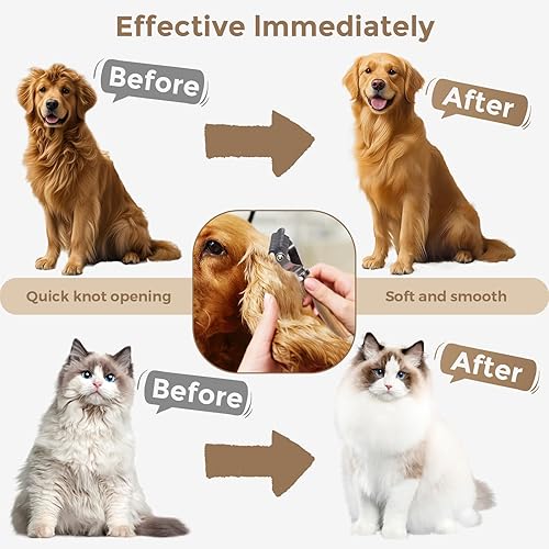 Miniatura 2 de PAWSHOLIC - Peine profesional para desprender mascotas, cepillo de metal de madera maciza para mascotas con herramienta de rastrillo de aseo de