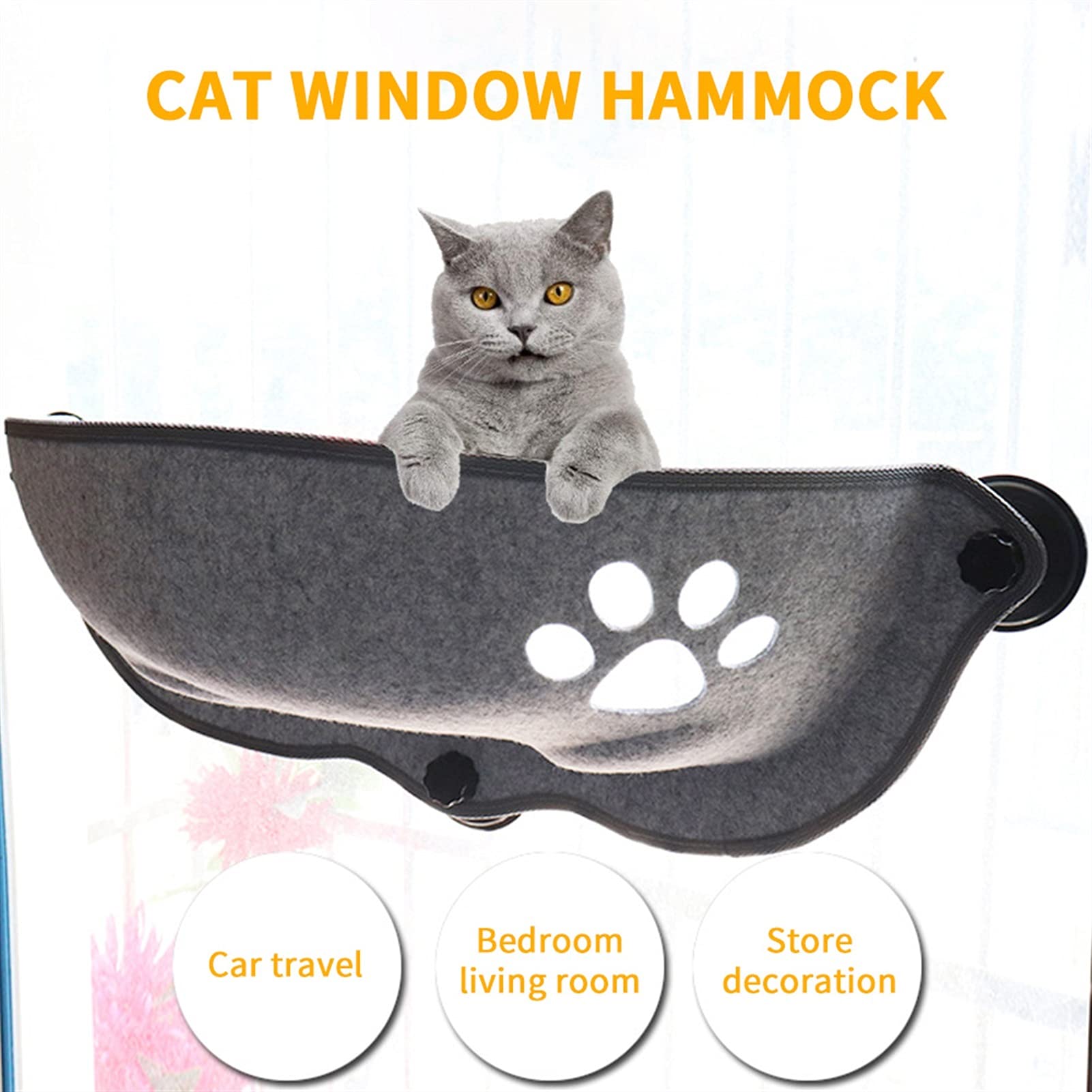 Hamaca de Gato Hamaca de la Ventana del Gato con Fuertes ventosas, para Gatos de Interior de Seguridad de Seguridad Hamaca para Mascotas