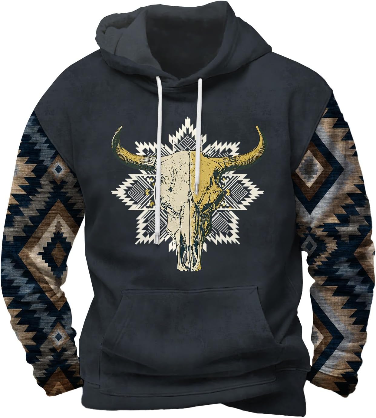 Mens Vintage American Element Classic Hooded Sweatshirt Loose Fit Drawstring Long Sleeve Hoodie with Kangaroo Pocket for Fall and Winter