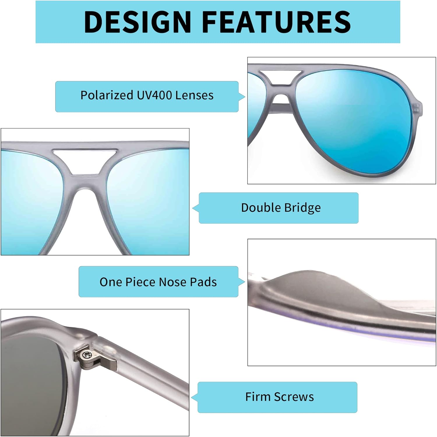 JIM HALO Polarized Aviator Sunglasses Men Women Oversize Plastic Driving Glasses - Image 3