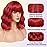 Elfairy Red Wig with Bangs for Women 12inch Short Bright Red Bob Wavy Curly Hair Wigs Heat Resistant Hair Replacement Wigs for Daily Use Cosplay Costume Halloween