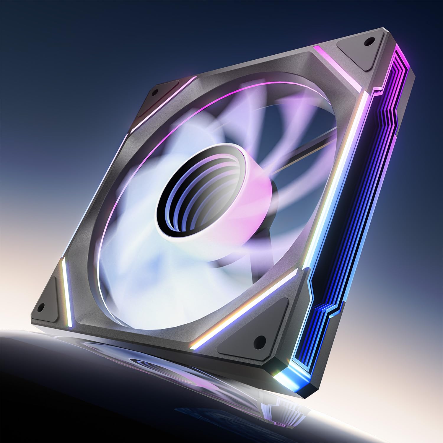 AsiaHorse - Ventilador de PC RGB de 140 mm, reverso, [HDB] 89,77 CFM/1800 r. p. m./3,24 MMH2O, ARGB 5 V 3 pines, PWM de 12 V 4 pines, 50 000 horas de vida útil, AMICIMega A14-R, negro