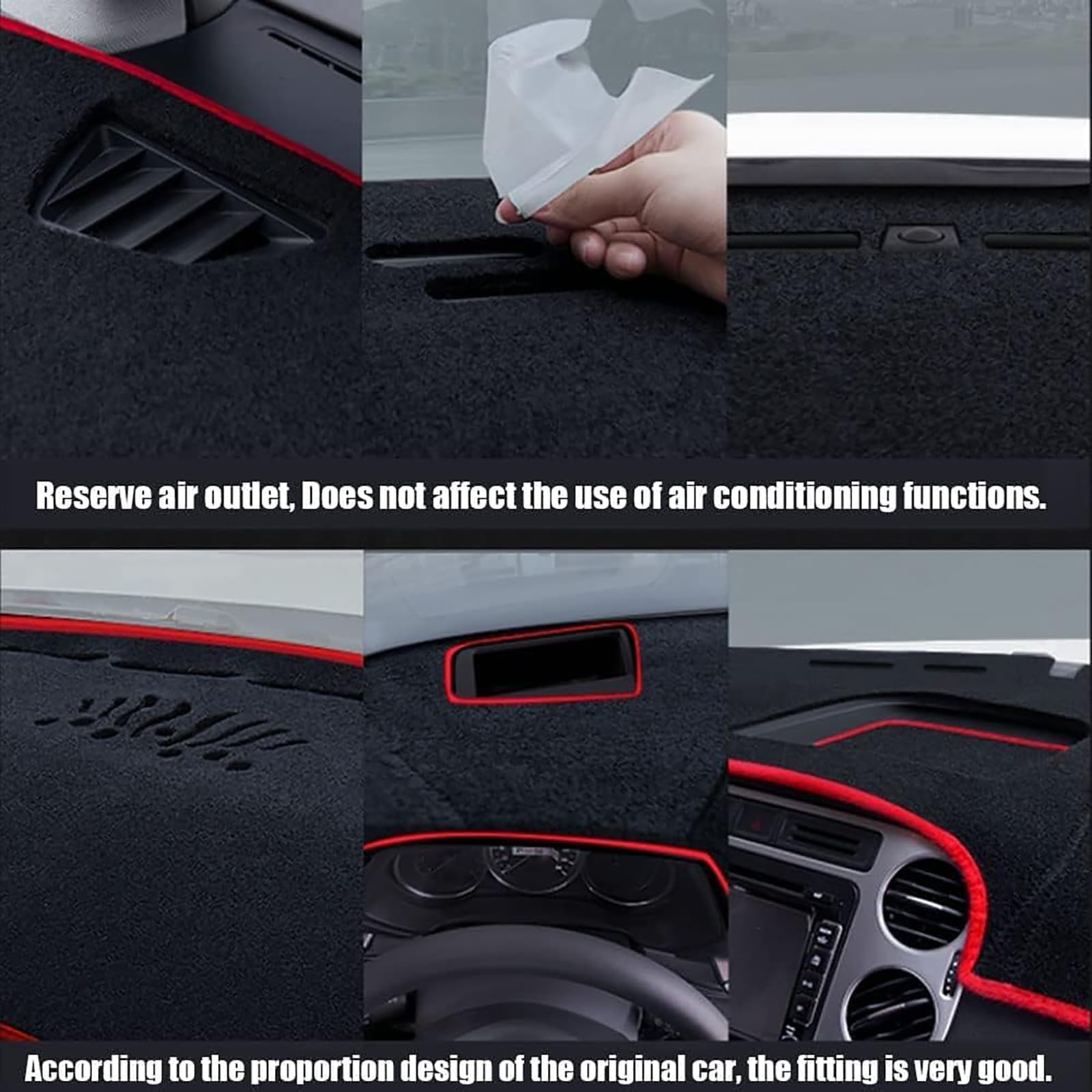 JITEM Alfombrilla Cubierta Salpicadero Coche para Peugeot 307 2004-2013, Fundas Salpicadero Alfombrilla Antideslizante Salpicadero Tablero Parasol Protector Cover Piezas Coche