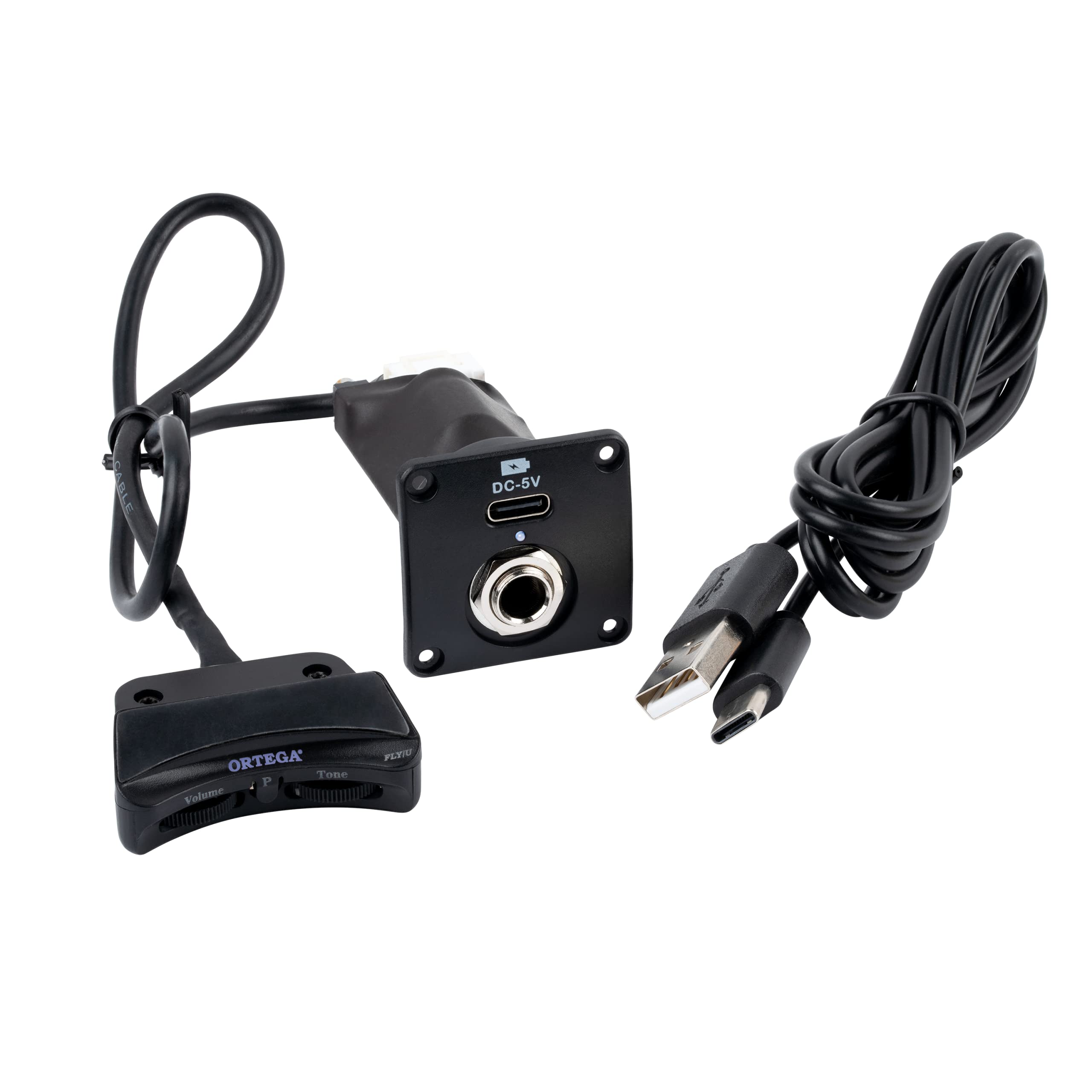 Ortega Guitars Ukulele wiederaufladbares Onboard Active Preamp & Piezo Pickup System w/Soundhole Contros (MAGUSFLY/U)