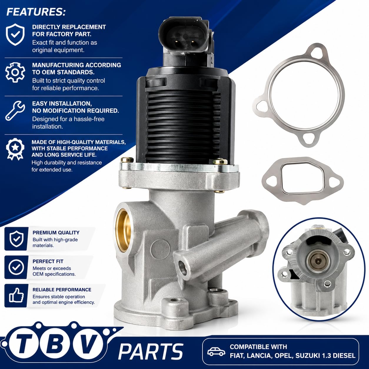 Válvula EGR 1.3 JTD/D 55184651 55201144 71793407 71723449 71793804 71788558 71788560 93177422 93189335 Válvula de recirculación de gases de escape para Corsa Combo Meriva Tigra Agila 1.3 CDTI