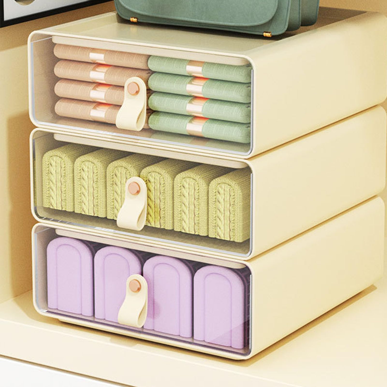 Cocoarm Cassetto Portaoggetti Trasparente Cassetto Trasparente da Tavolo in PET Organizzatore Impilabile di Grande capacità con Telaio Rinforzato per Ufficio Dormitorio Studentesco Clinica Domestica