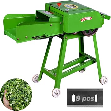 TXMACHINE Hay Cutter Machine Grass Chaff Cutter Animal Feed Hay Crusher Straw Breaker 8 Blades Without Motor Green