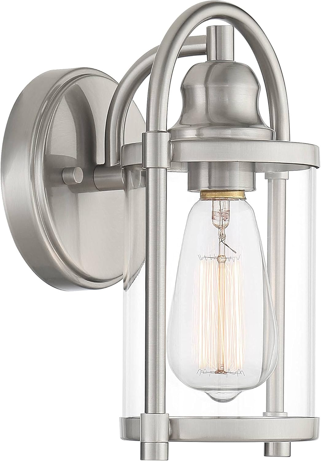 John Timberland Avani Rustic Farmhouse Outdoor Wall Light Fixture Brushed Nickel 10 1/4" Clear Glass for Exterior Barn Deck House Porch Yard Patio Outside Garage Front Door Garden Home Roof