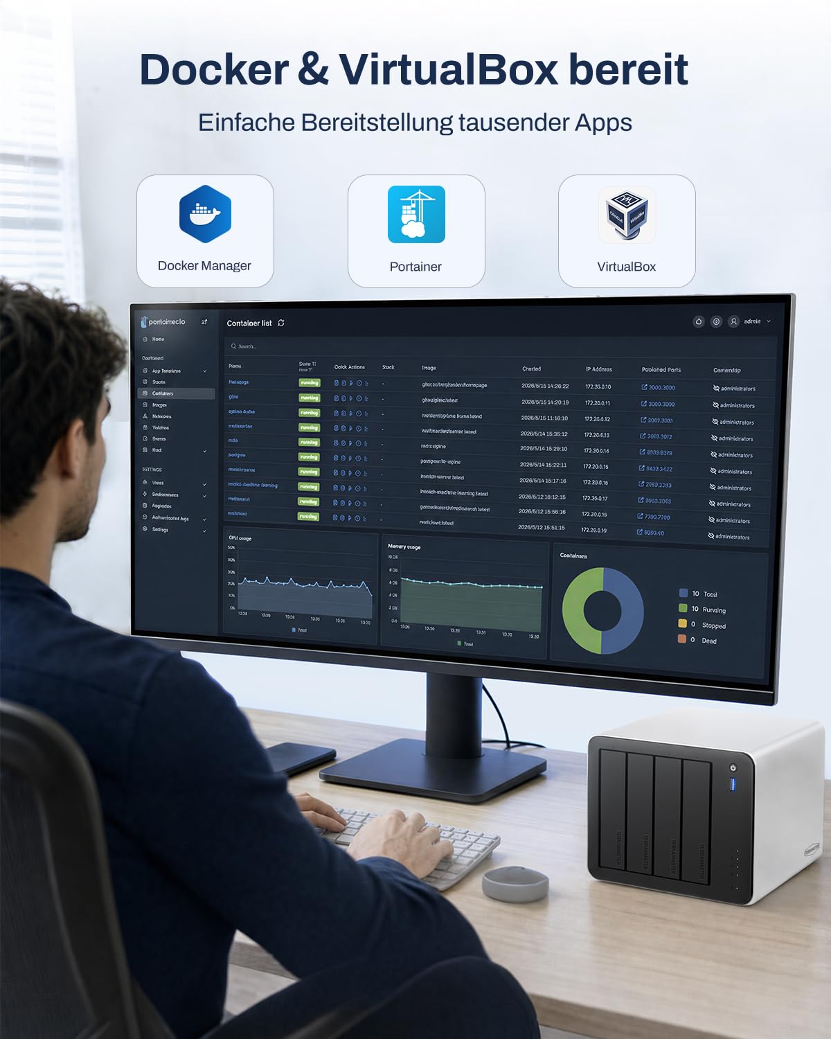TERRAMASTER F4-425 Pro NAS – 4-Bay, Intel N305 8-Core, 8GB RAM, Dual 5GbE LAN, 3X M.2, AI-TOS 7 mit OpenClaw, NAS für Home, Business & Media (Diskless)