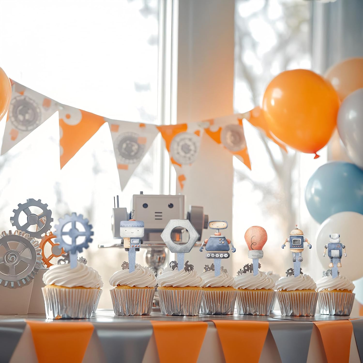 40 PCS Robot Cupcake Toppers