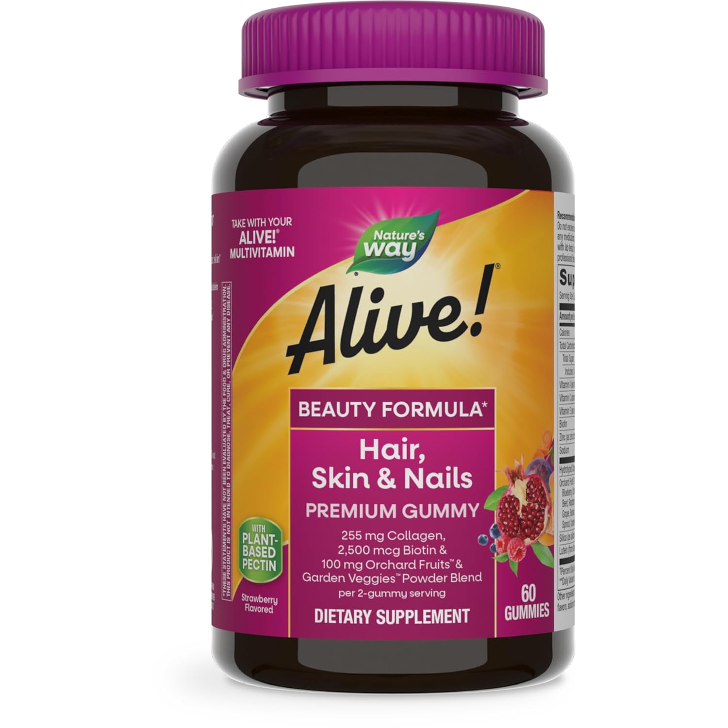 Alive! Premium Hair, Skin and Nails Multivitamin with Biotin and Collagen, 60 Count