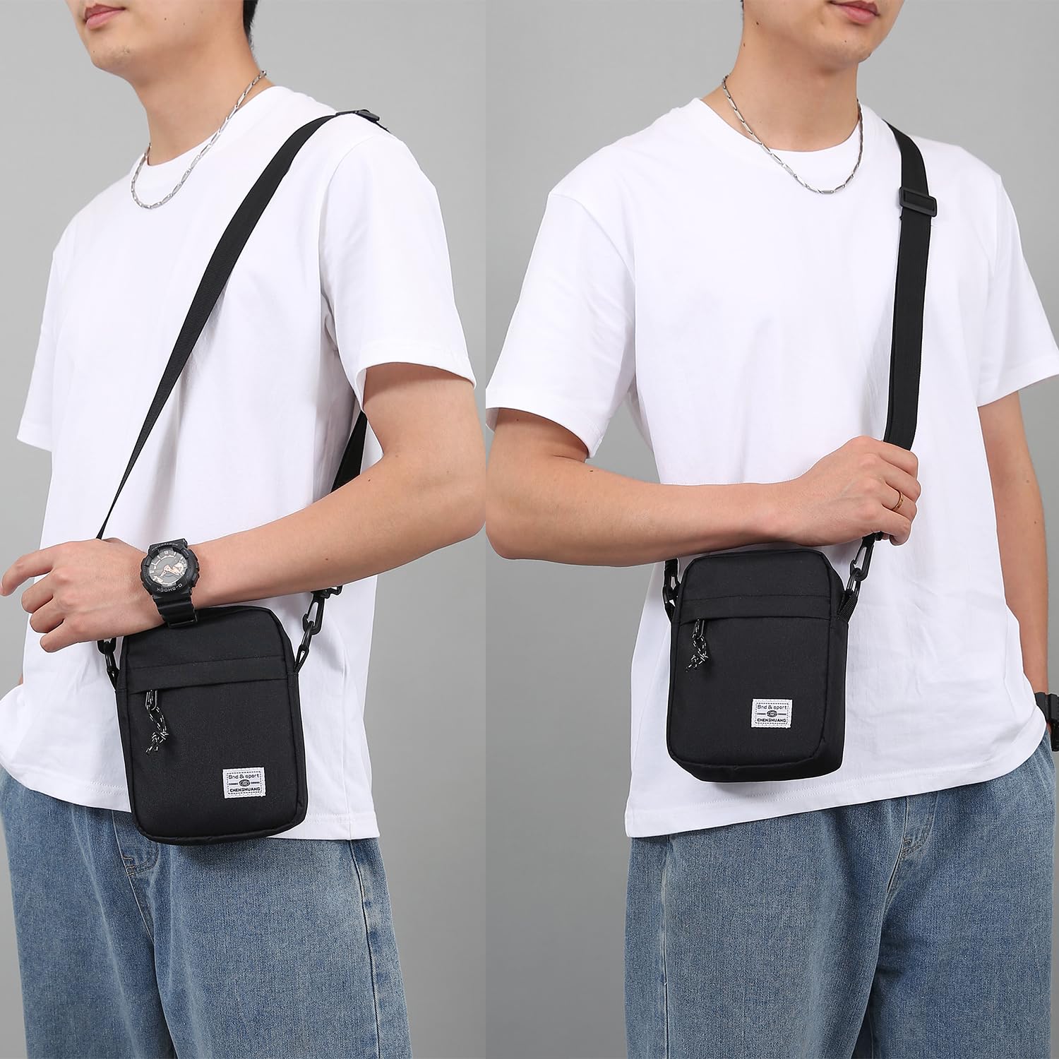 Umhängetasche Herren Schultertasche Crossbody Herrentasche Handytasche Herrenhandtasche Kleine Umhängen Tasche Shulder Bag Messenger für Freizeit Urlaub Ausflug (Schwarz Herrentasche Shoulder Bag)