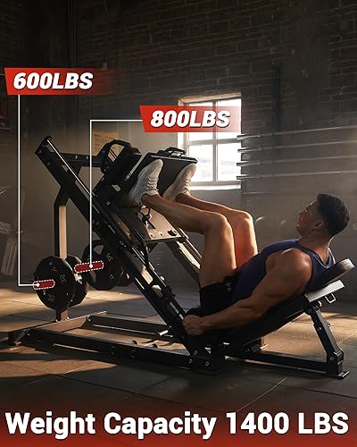 Miniatura 6 de Máquina de sentadillas 2 en 1 para gimnasio en casa, capacidad de 1400 libras, rodamiento lineal, interruptor de modo hidráulico, ángulos