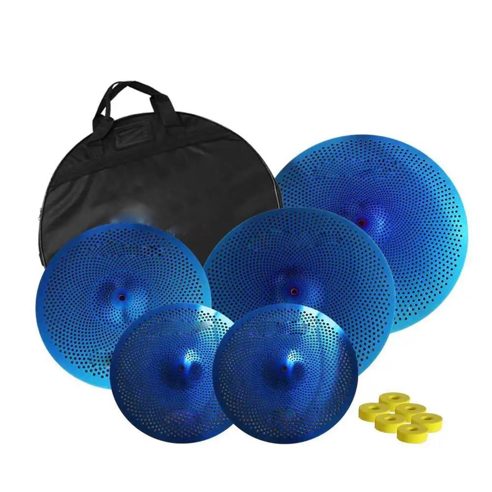 Miłośnicy Muzyki Talerz Zestaw Talerzy Silent Cymbal Pack 5 Szt 14 Hihatów 16 Crash 18 Crashride 20 Inch Ride 6 Filców Odpornych Na Uderzenia(Type2)