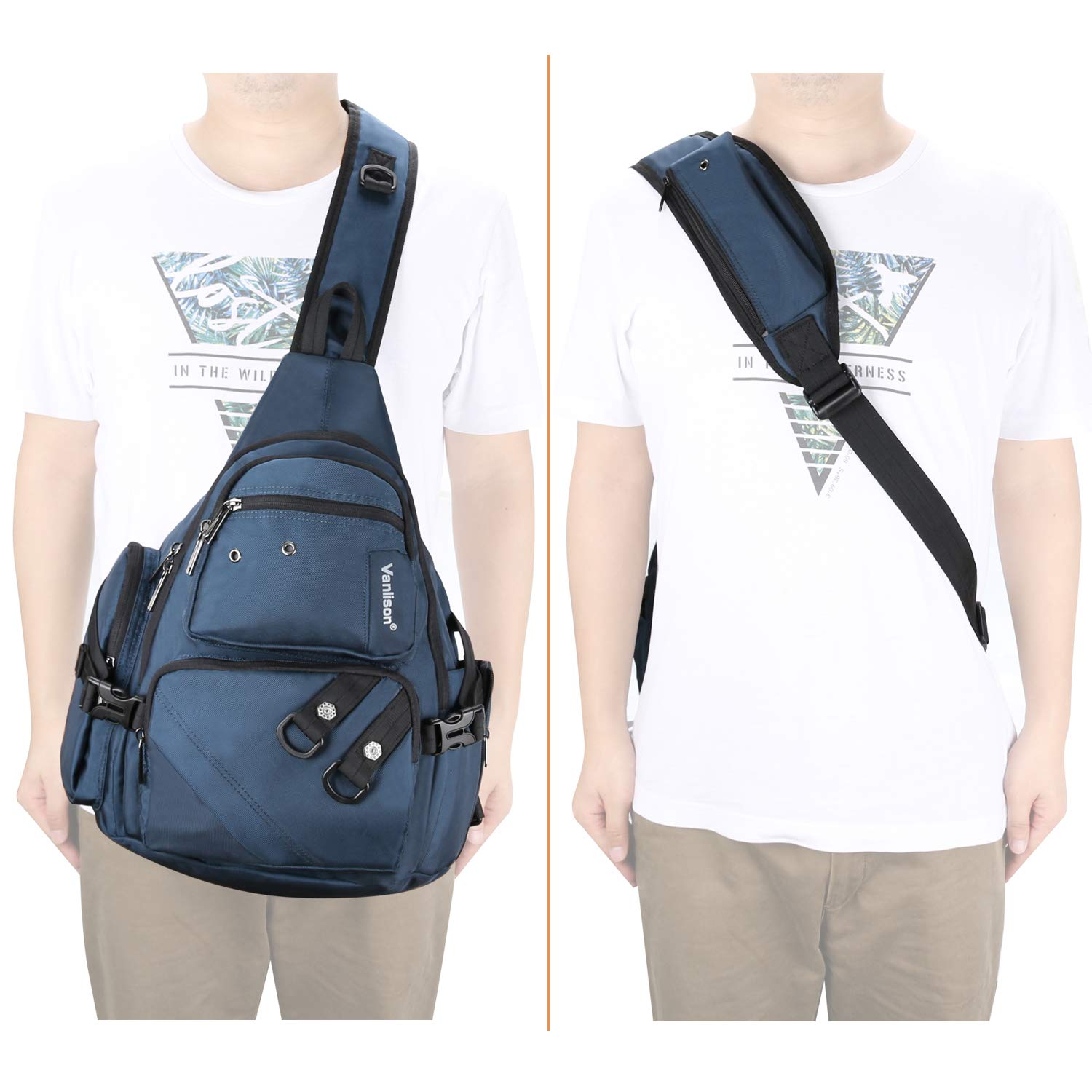 Vanlison Crossbody Sling Bag Backpack for Men & Women Large Fits 13