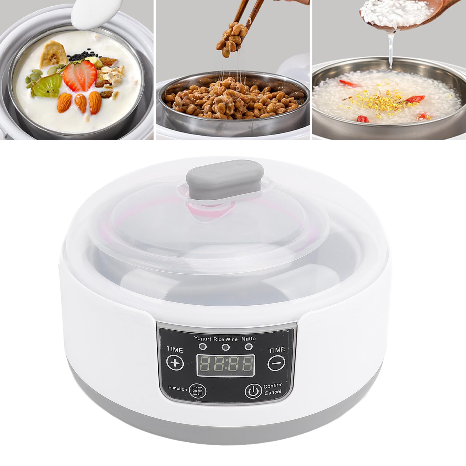 Máquina Eléctrica para Hacer Yogur de 1,2 L con Revestimiento de Acero Inoxidable, Pequeña Incubadora de Yogur para Preparar Yogur Casero en la Cocina
