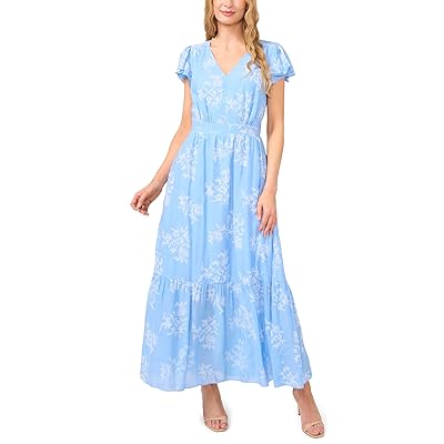CeCe V Neck Flutter Sleeve Maxi Dress Women