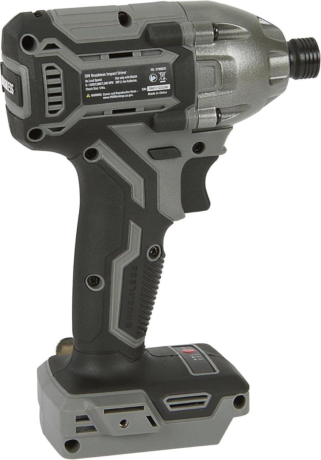Klutch Impact Driver, KLiQ 20 Volt Brushless, 1/4in., Tool Only