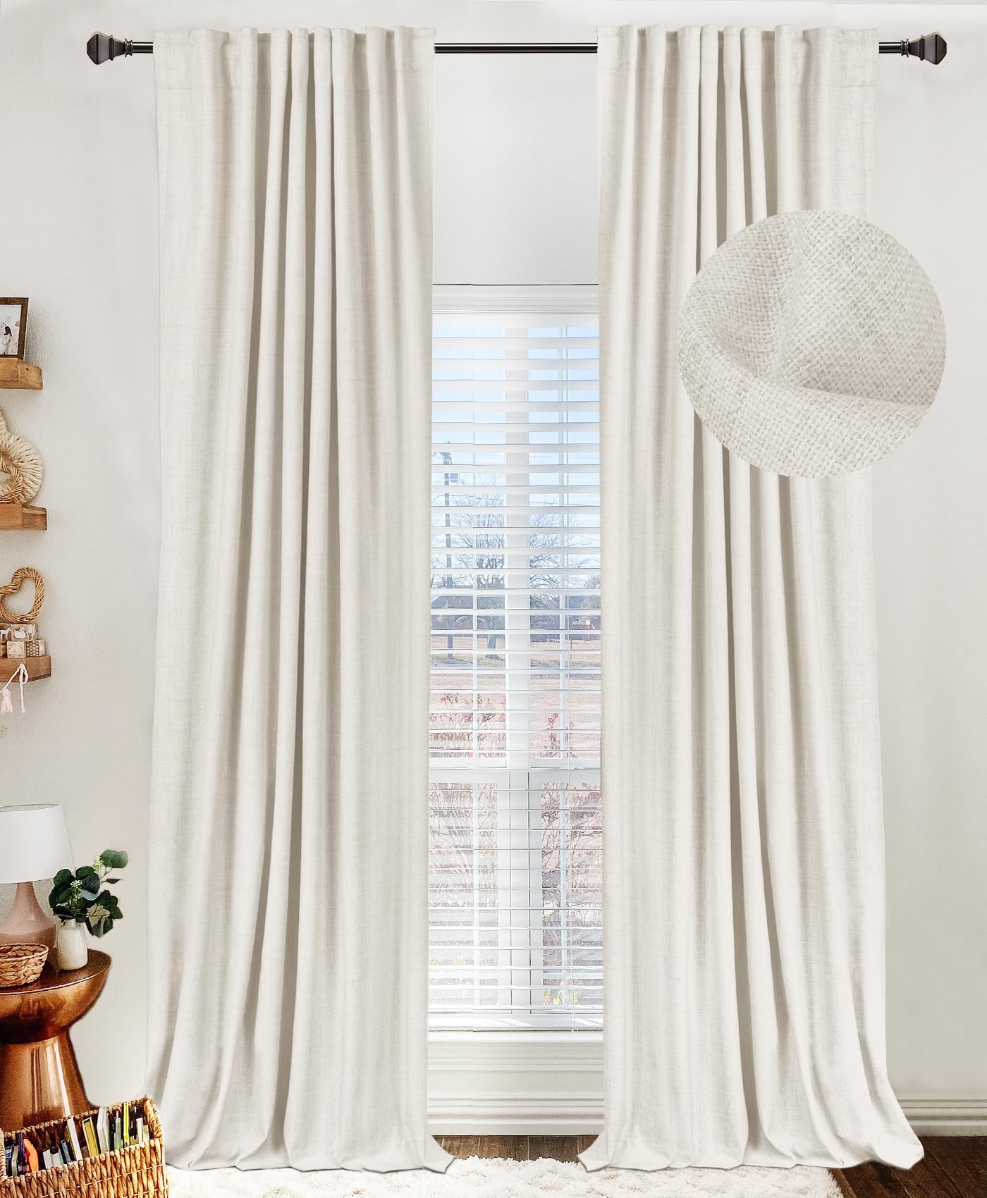 Amazon.com: 100% Blackout Shield Linen Blackout Curtains for Bedroom 96 ...