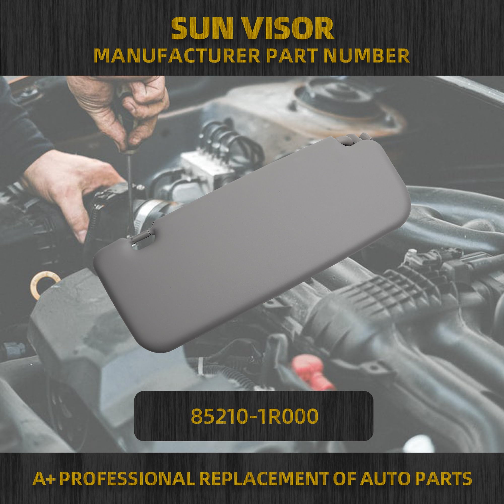 Dasbecan Driver Side Sun Visor Compatible with Hyundai Accent 1E 2011 2012 2013 2014 2015 Front Left Sun Protection Shade Gray Replaces 85210-1R000