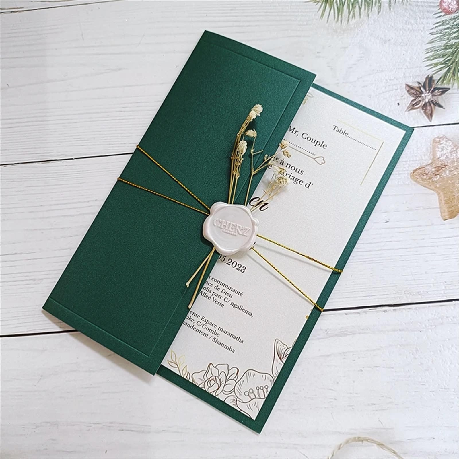 Hochzeitseinladungskarten 50 Stück Smaragdgrünes Papier for Hochzeitsfeier-Einladungskarten, Einband, kein Innenblatt, kein Umschlag, kein Wachssiegel, kein Band, keine Blume(Grass Green Matt)