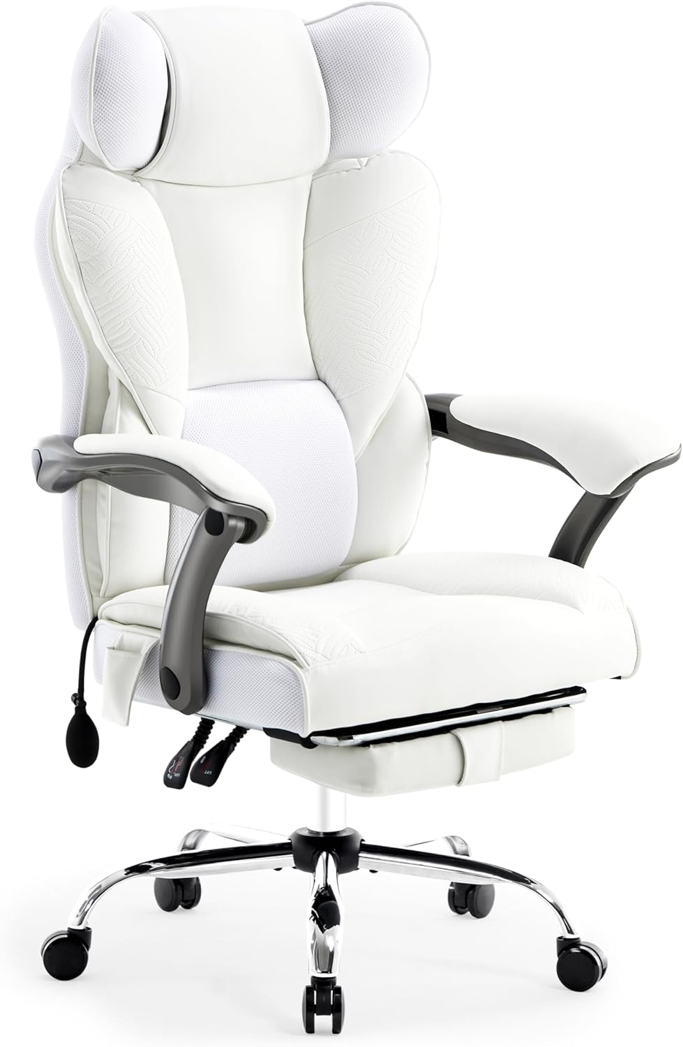 Big and Tall Office Chair for Heavy People, 500 LBS High Back Extra Wide Heavy Duty Executive Office Chair Comfortable, PU Leather Computer Chair with Adjustable Lumbar for Home Office (Warm White)