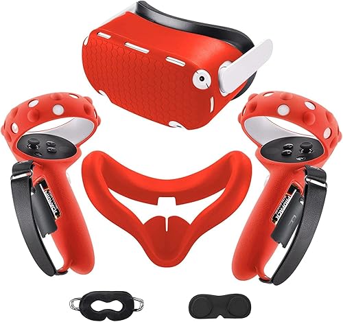 for Oculus Quest 2 Accessories, Compatible with Quest 2 VR Silicone Face Cover, VR Shell Cover, Touch Controller Lengthening Grip Cover with Battery
