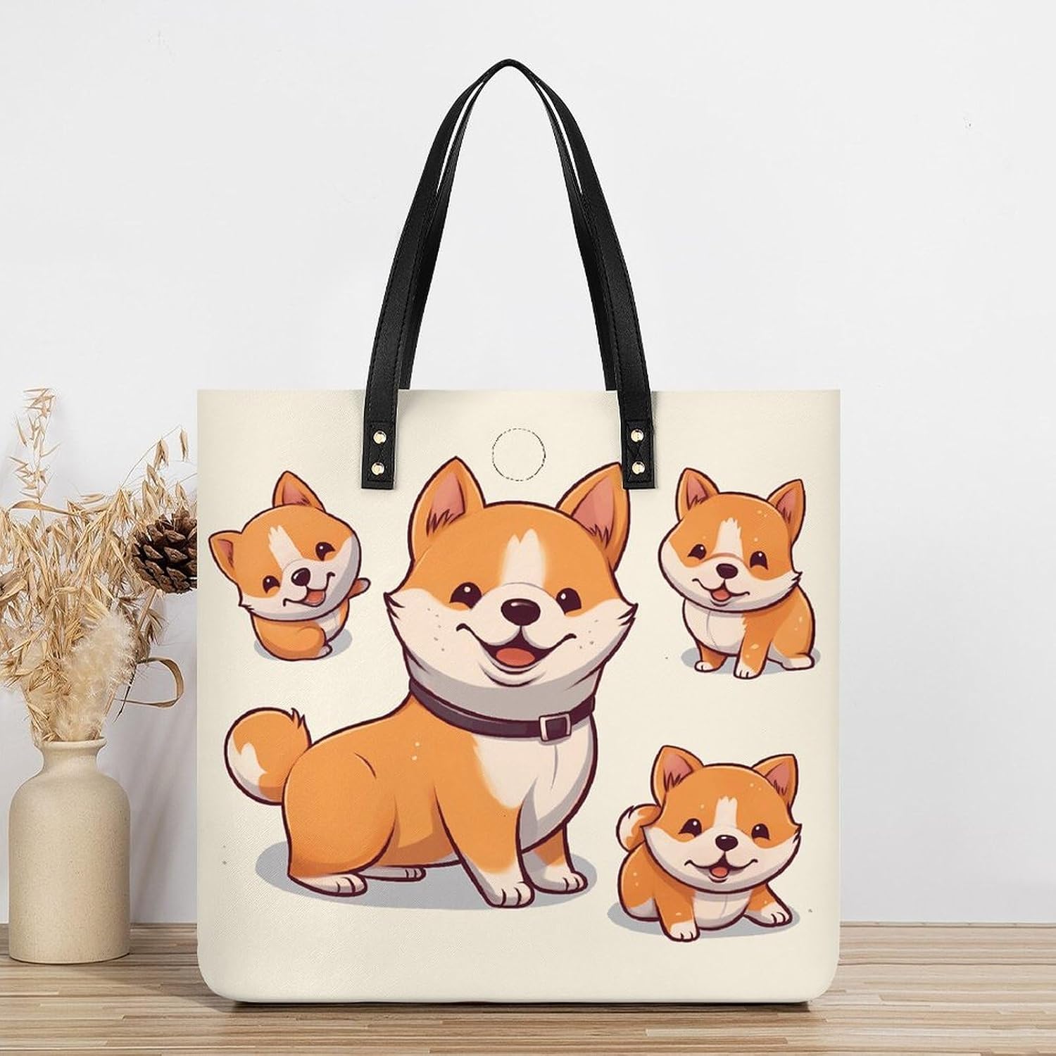 Cute Shiba Inu Dog Handbags Large Capacity, Tote Bag Stylish Slouchy, Shoulder Bags for Work Beach Travel And Shopping Grocery.