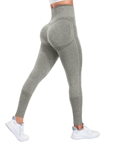NORMOV Seamless Workout Butt Lifting Leggings - Booty Scrunch Gym Leggings for Women - B-grass Green - Small