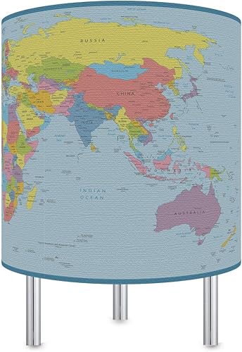 Lámpara de escritorio LED con diseño de mapamundial, de lona, con bombilla recargable de 16 colores con atenuador de 5 niveles y control remoto y