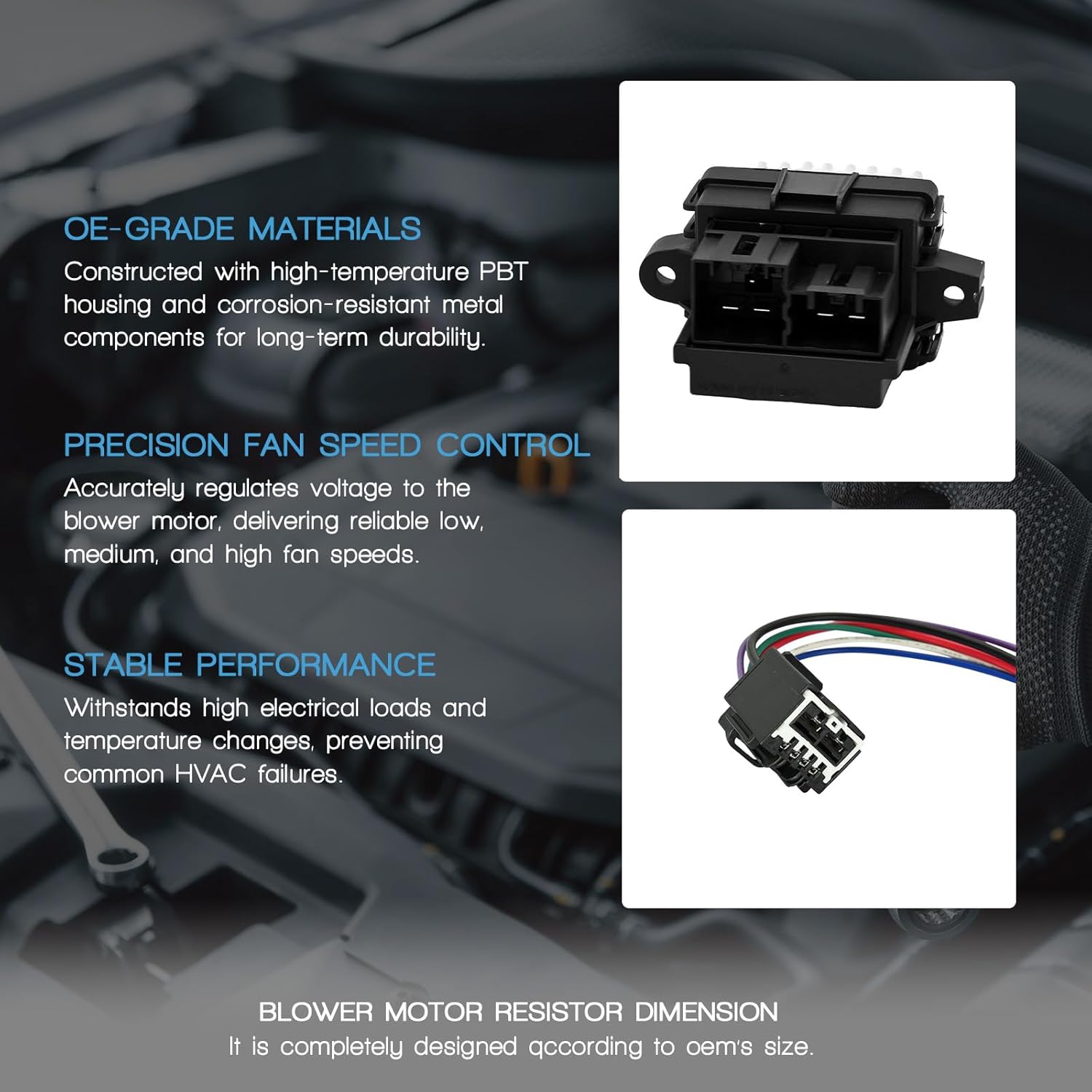 HVAC Blower Motor Resistor with Wire Harness Compatible with Jeep Grand Cherokee Grand Wagoneer Replacement for Dodge Challenger Charger Durango Grand Caravan Magnum Relpace 68079480AA JA1909