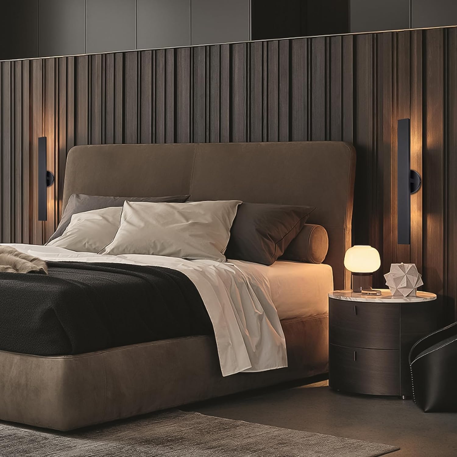 Aluminum Morden LED Wall Sconces 24.4" Waterproof Matte Black Wall Lighs with Built-in 18W LED Light Source,Indoor Outdoor Wall Light Fixtures for Bedroom,Garage,Porch,Patio,Front Door,House