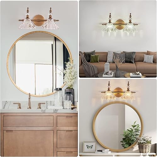 Miniatura 51 de HDDFL Luces de tocador de baño, accesorios de iluminación sobre espejo de latón mate, 3 luces de tocador, apliques de pared modernos para Cobrizo