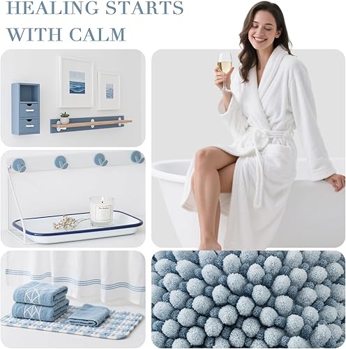 Miniatura 3 de BSICPRO Juego de 2 alfombras de baño de felpilla antideslizantes, gruesas, suaves, absorbentes, para playa, baño, ducha, lavable a máquina,