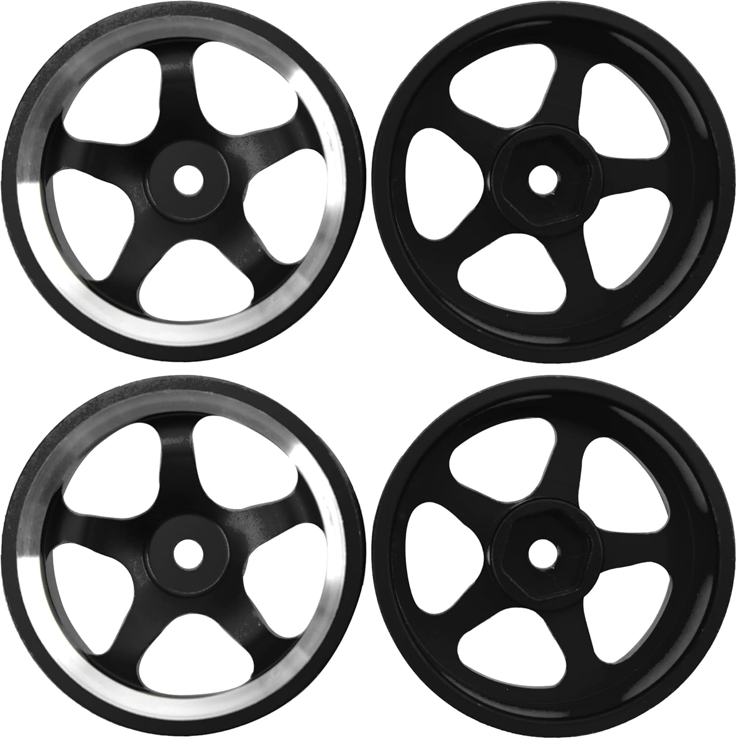 4Pcs Vgoohobby Metal Wheel Rims 12mm Hex Hub 5-Spoke Width 26mm Compatible with 1/10 Tamiya Kyosho HSP HPI Traxxas RedCat Sakura 1/10 On-Road Racing Touring RC Drift Car (Black)