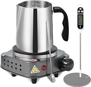 SAEUYVB Candle Making Kit,Candle Making Supplies,Candle Making Kit with Hot Plate,Candle Making Supplies for Beginners with Pouring Pot, Wax Melter Hot Plate,Thermometer and More