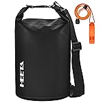 HEETA Waterproof Dry Bag for Women Men (Upgraded Version), Roll Top Lightweight Dry Storage Bag Backpack with Emergency Whistle for Travel, Swimming, Boating, Kayaking, Camping, Beach (Dark Blue, 20L)