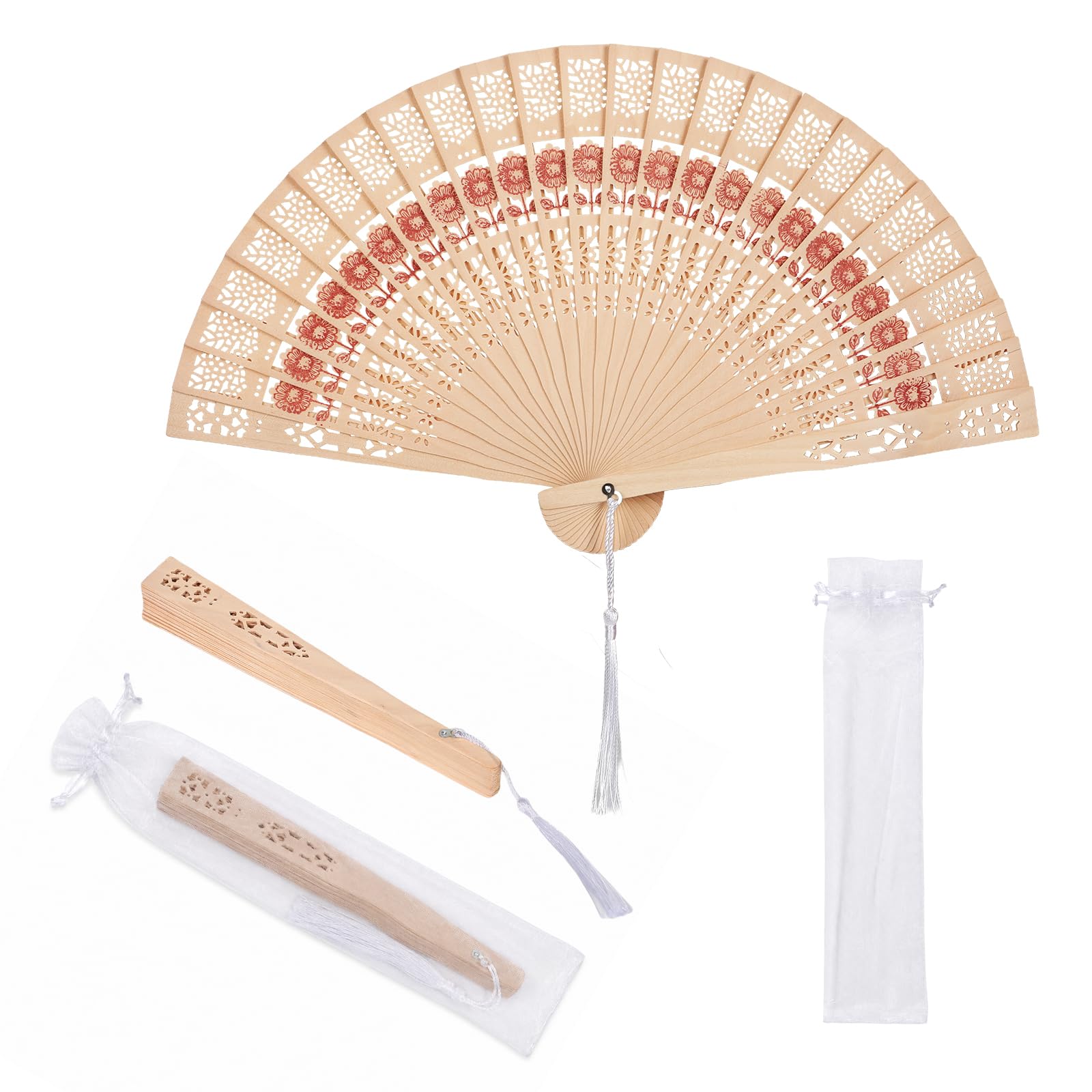 30 Stück Personalisierte Hochzeitsfächer, Holzfächer Gastgeschenk