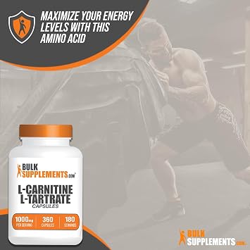 L-Carnitine L-Tartrate Capsules - Carnitine Supplement, L Carnitine 1000mg Capsules - L-Carnitine Tartrate, Gluten Free - 2 Capsules per Serving, 360 Capsules (Pack of 1)